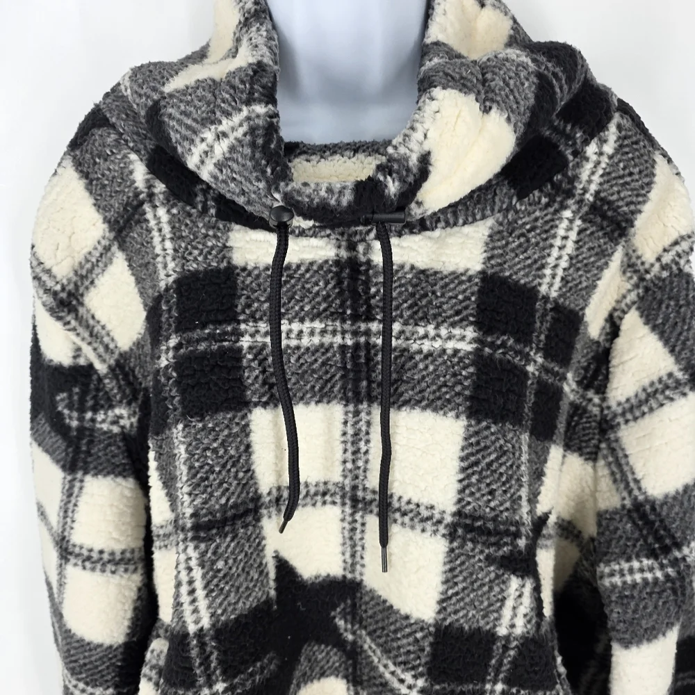 Marissa Olivia Star Plaid Sherpa Fleece Pullover Women's XL Buffalo Check Funnel